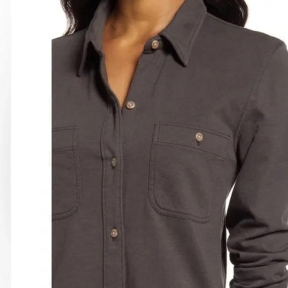 NWT Faherty Seasons Knit Long Sleeve Organic Cotton Shirt Dress Lagenlook Sz XS - Picture 2 of 16